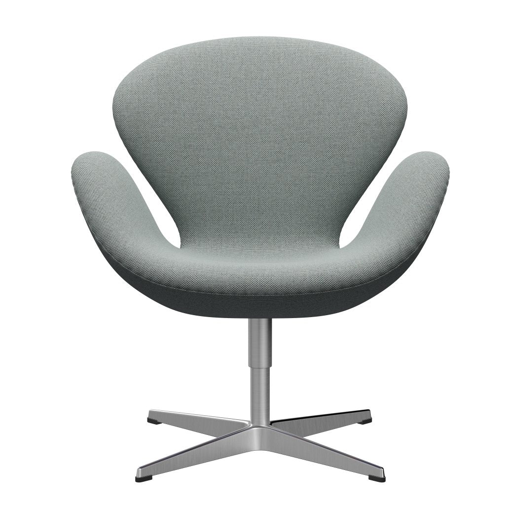 Fritz Hansen Swan Lounge Chair, Satin Brushed Aluminium/Re Wool Pale Aqua