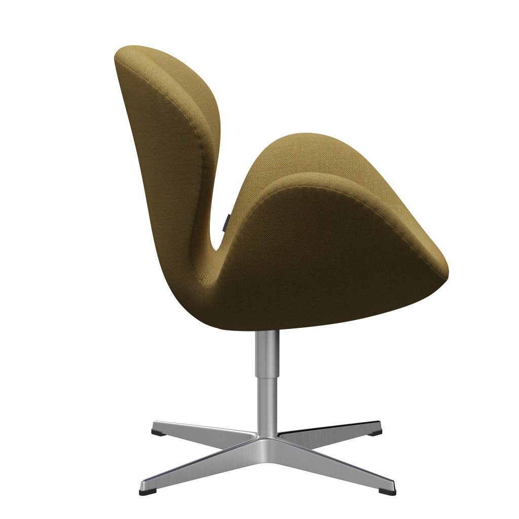 Fritz Hansen Swan Lounge Chair, Satin Brushed Aluminium/Re Wool Golden Yellow/Natural