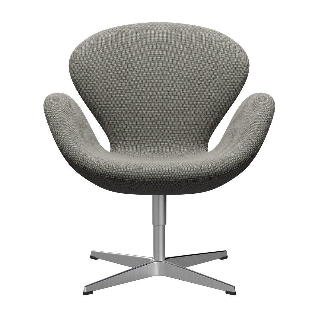 Fritz Hansen Swan Lounge Chair, Satin Brushed Aluminium/Re Wool Grey White/Plain