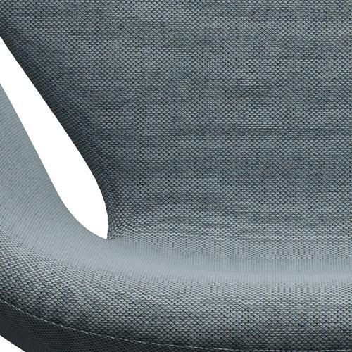 Fritz Hansen Swan Lounge Chair, Satin Brushed Aluminium/Re Wool Light Blue/Natural