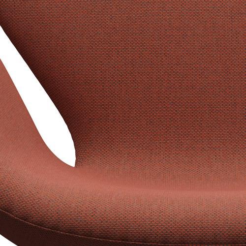 Fritz Hansen Swan Lounge Chair, Satin Brushed Aluminium/Re Wool Coral Red/Natural
