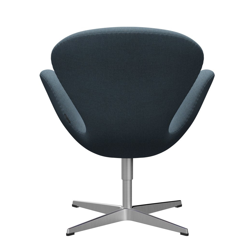 Fritz Hansen Swan Lounge Chair, Sating Brushed Aluminium/Re Wool Natural/Light Blue