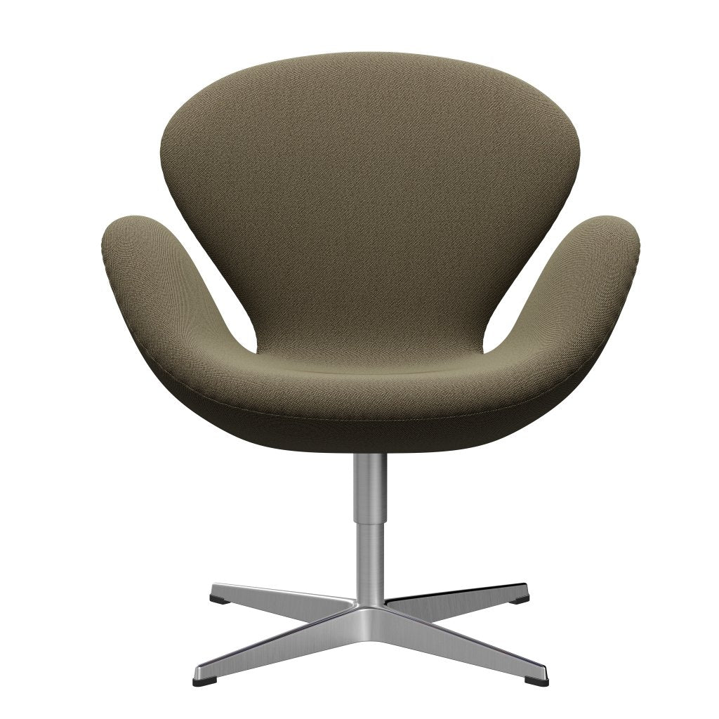 Fritz Hansen Swan Lounge Chair, Satin Brushed Aluminium/Rims Brown/Light Green