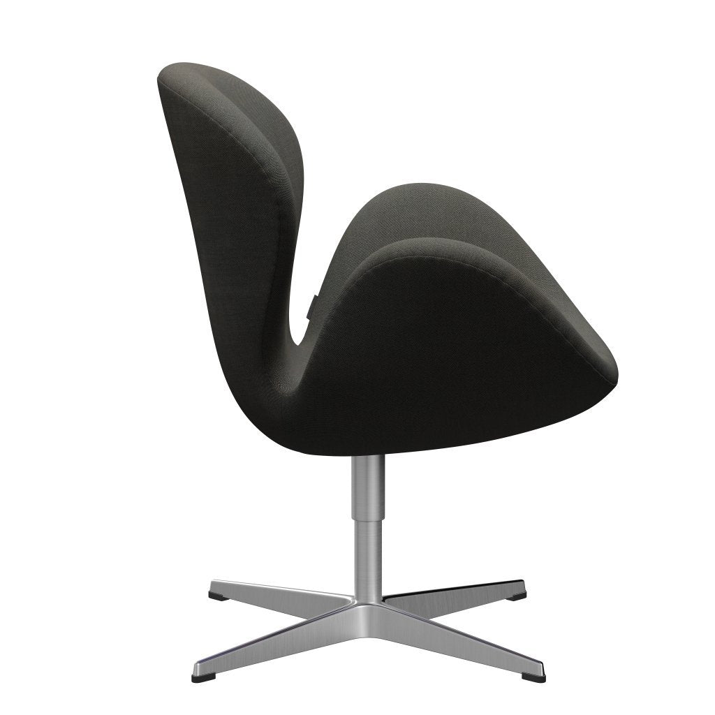 Fritz Hansen Swan Lounge Chair, Satin Brushed Aluminium/Rime Dark Grey/Khaki