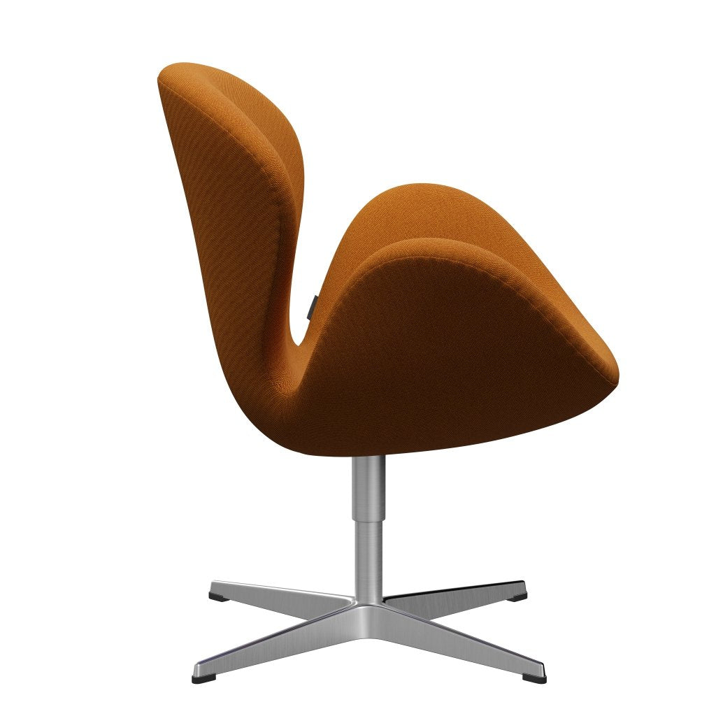 Fritz Hansen Swan Lounge Chair, Satin Brushed Aluminium/Rims Dark Red/Yellow