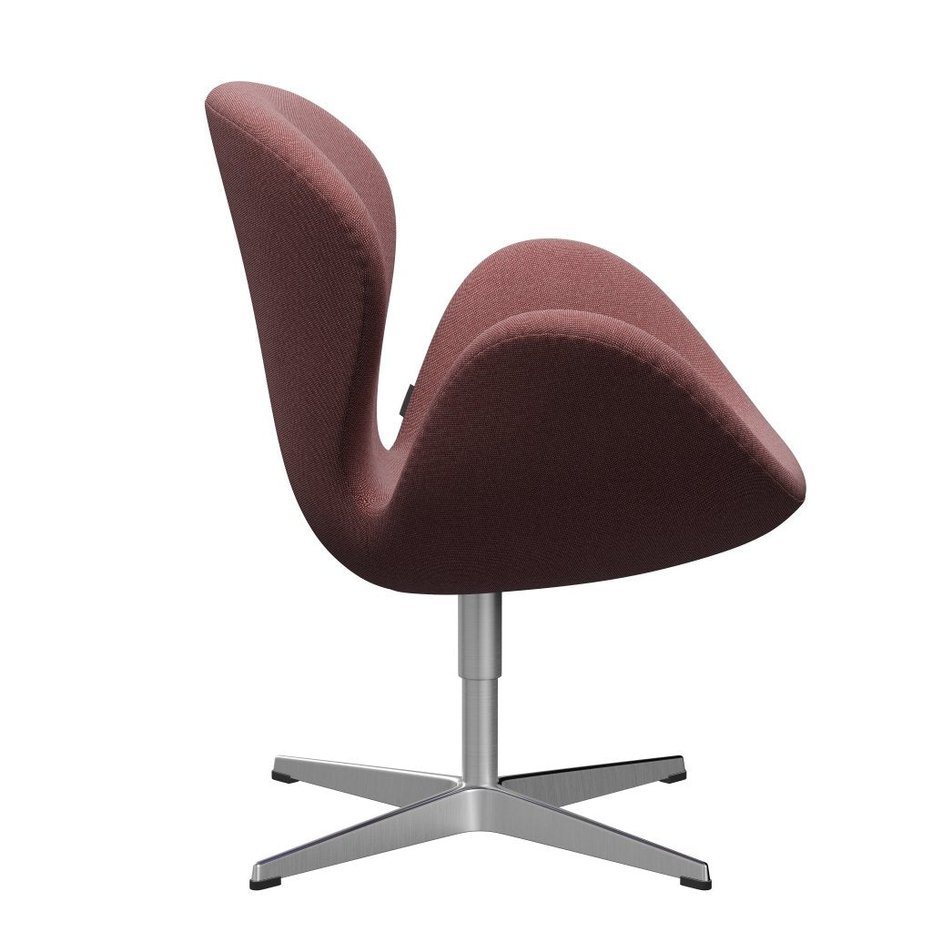 Fritz Hansen Swan Lounge Chair, Satin Brushed Aluminium/Rims Dark Red/White