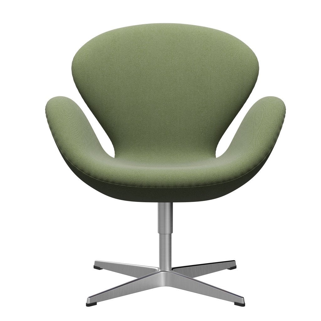Fritz Hansen Swan Lounge Chair, Satin Brushed Aluminium/Rims Green/White