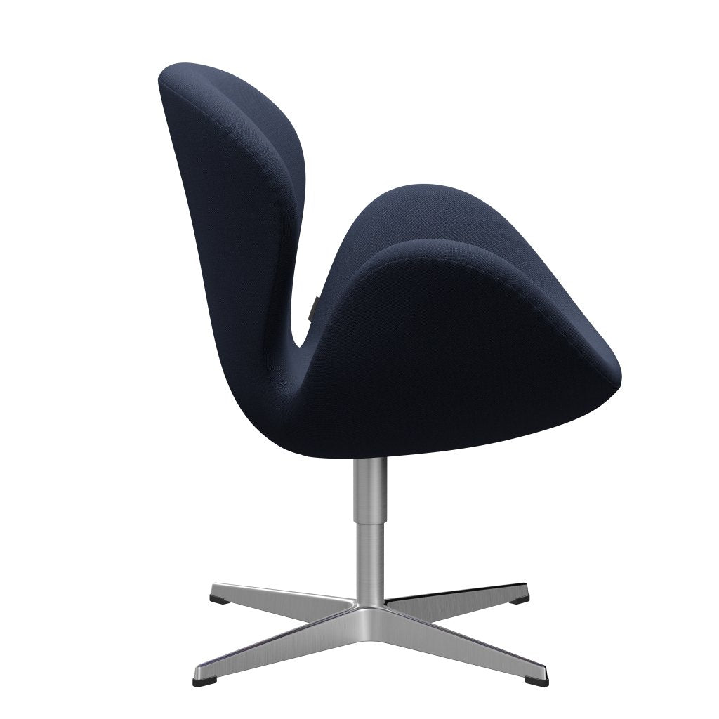 Fritz Hansen Swan Lounge Chair, Satin Brushed Aluminium/Rims Light Blue/Brown
