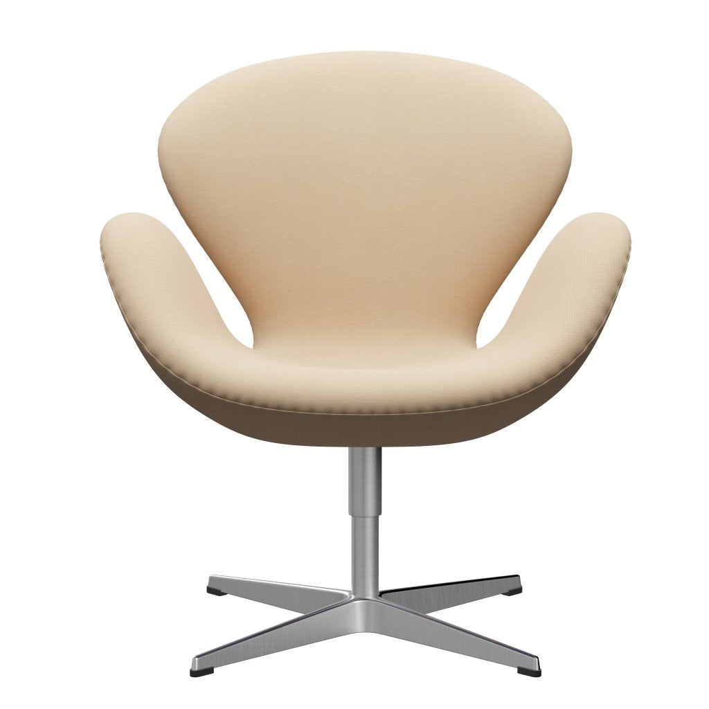 Fritz Hansen Swan Lounge Chair, Satin Brushed Aluminium/Rims Wool White