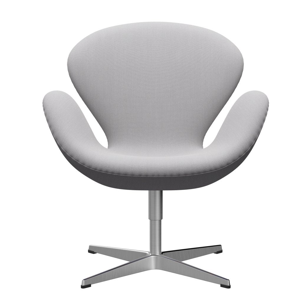 Fritz Hansen Swan Lounge Chair, Satin Brushed Aluminium/Steelcut Trio White & Light Grey