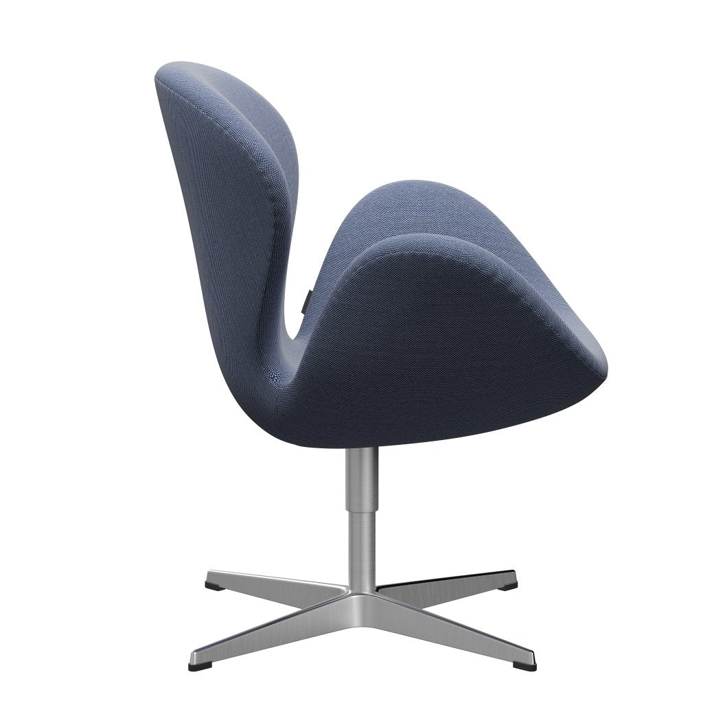 Fritz Hansen Swan Lounge Chair, Satin Brushed Aluminium/Steelcut Trio White/Blue