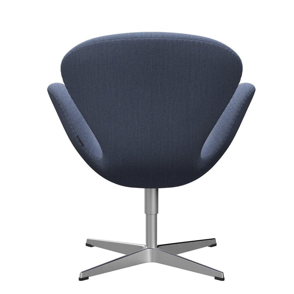 Fritz Hansen Swan Lounge Chair, Satin Brushed Aluminium/Steelcut Trio White/Blue