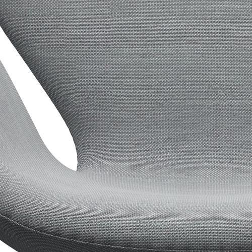 Fritz Hansen Swan Lounge Chair, Satin Brushed Aluminium/Sunniva Light Grey/Light Blue