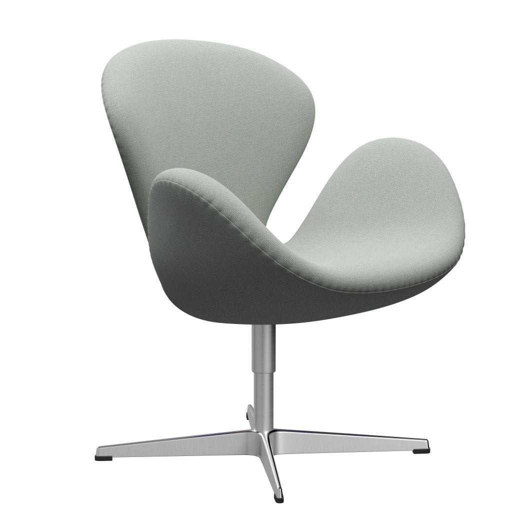 Fritz Hansen Swan Lounge Chair, Satin Brushed Aluminium/Sunniva Mint Green