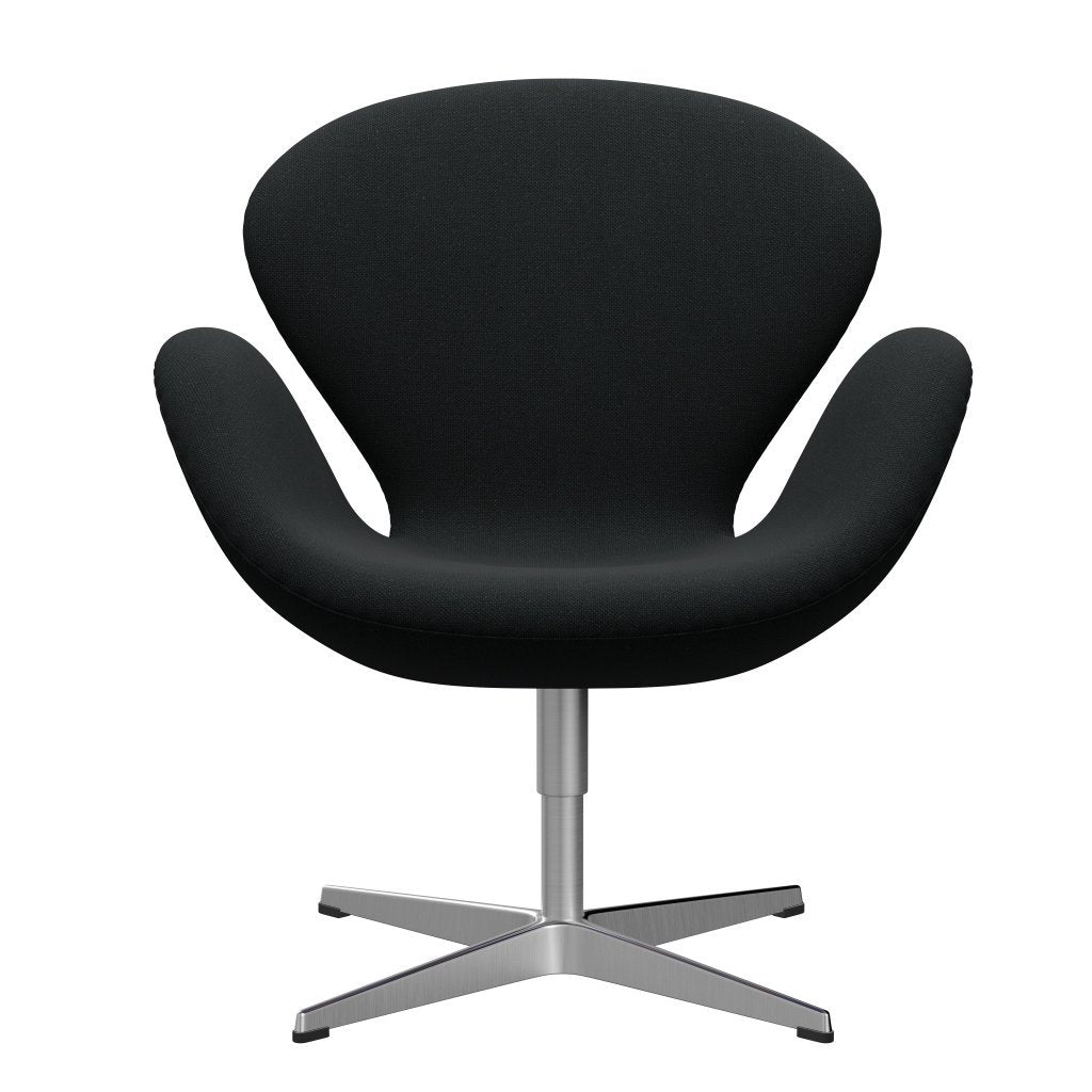 Fritz Hansen Swan Lounge Chair, Satin Brushed Aluminium/Sunniva Black (193)