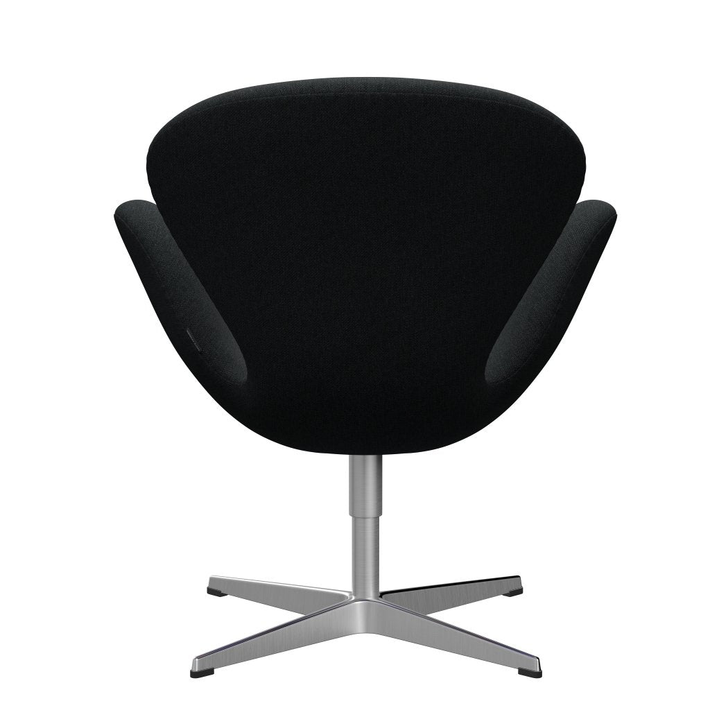 Fritz Hansen Swan Lounge Chair, Satin Brushed Aluminium/Sunniva Black/Dark Grey