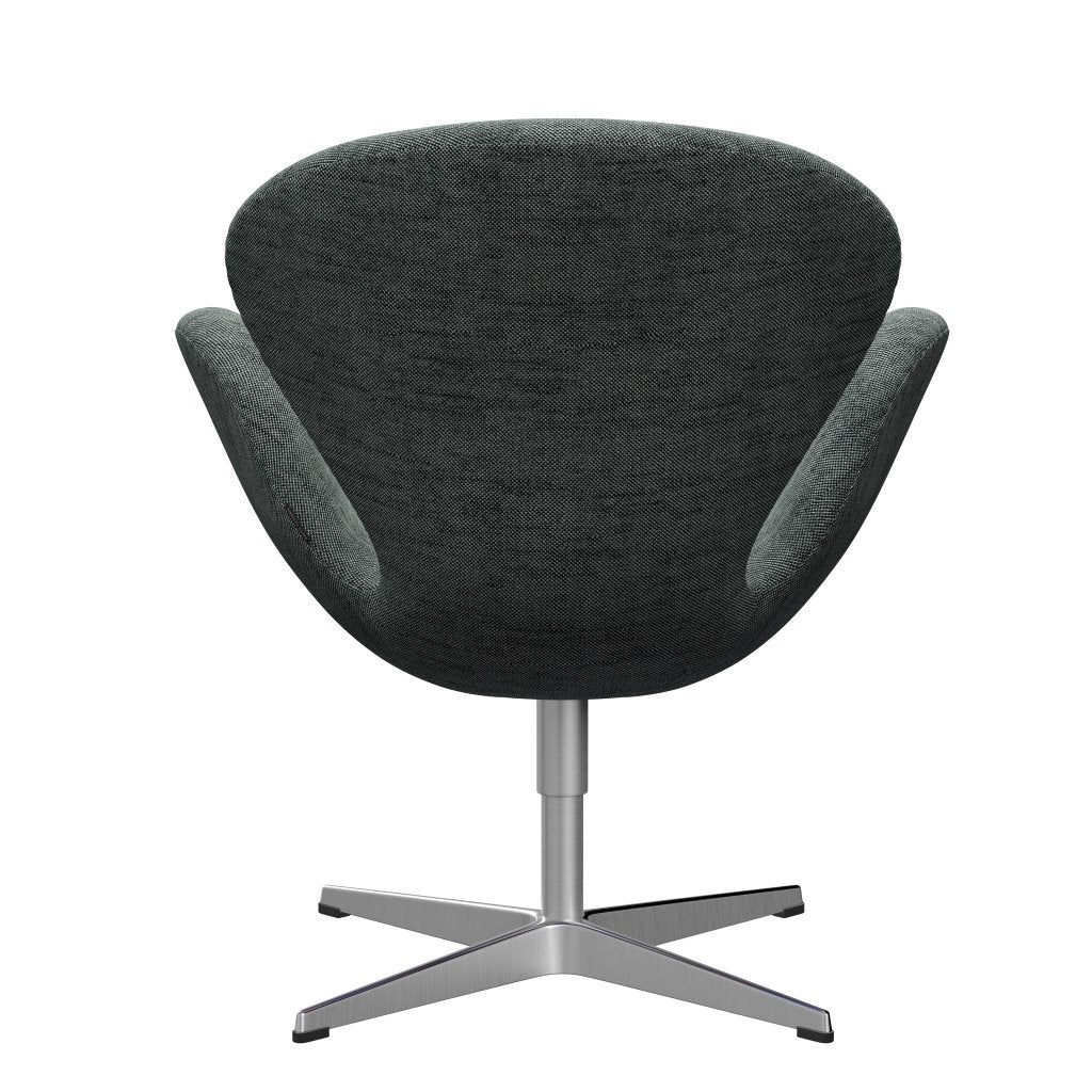 Fritz Hansen Swan Lounge Chair, Satin Brushed Aluminium/Sunniva Black/White