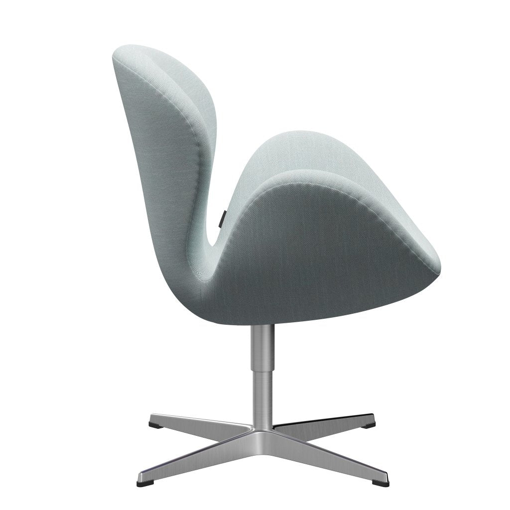 Fritz Hansen Swan Lounge Chair, Satin Brushed Aluminium/Sunniva White/Light Blue