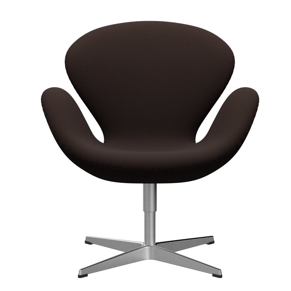 Fritz Hansen Swan Lounge Chair, Satin Brushed Aluminium/Tonus Dark Brown