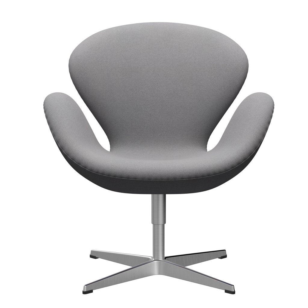 Fritz Hansen Swan Lounge Chair, Satin Brushed Aluminium/Tonus Light Grey