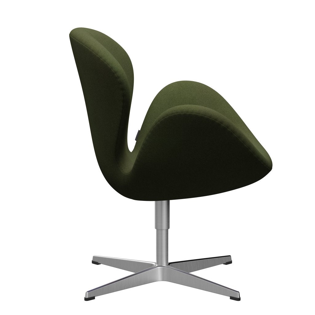 Fritz Hansen Swan Lounge Chair, Satin Brushed Aluminium/Tonus Military Green