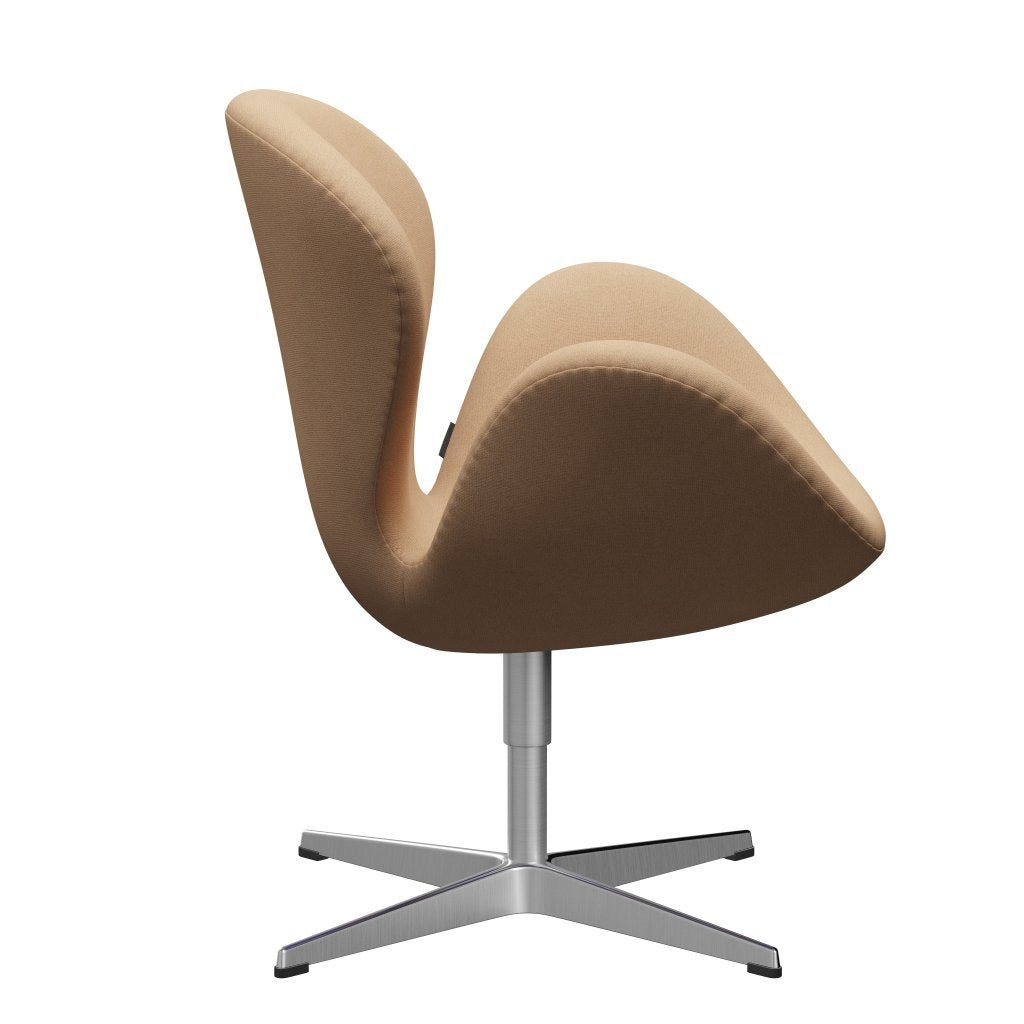 Fritz Hansen Swan Lounge Chair, Satin Brushed Aluminium/Tonus Warm Beige