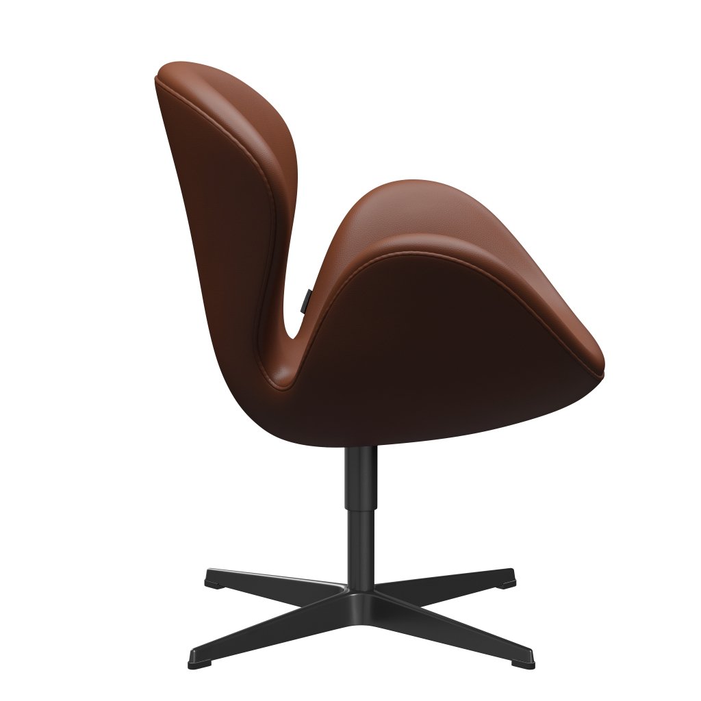 Fritz Hansen Swan Lounge Chair, Black Lacquered/Aura Cognac