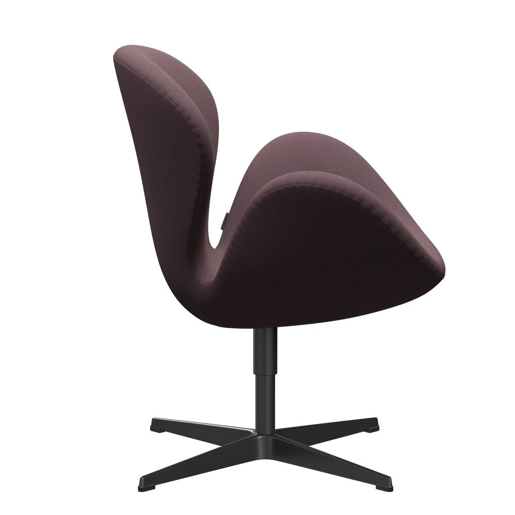 Fritz Hansen Swan Lounge Chair, Black Lacquered/Capture Aubergine