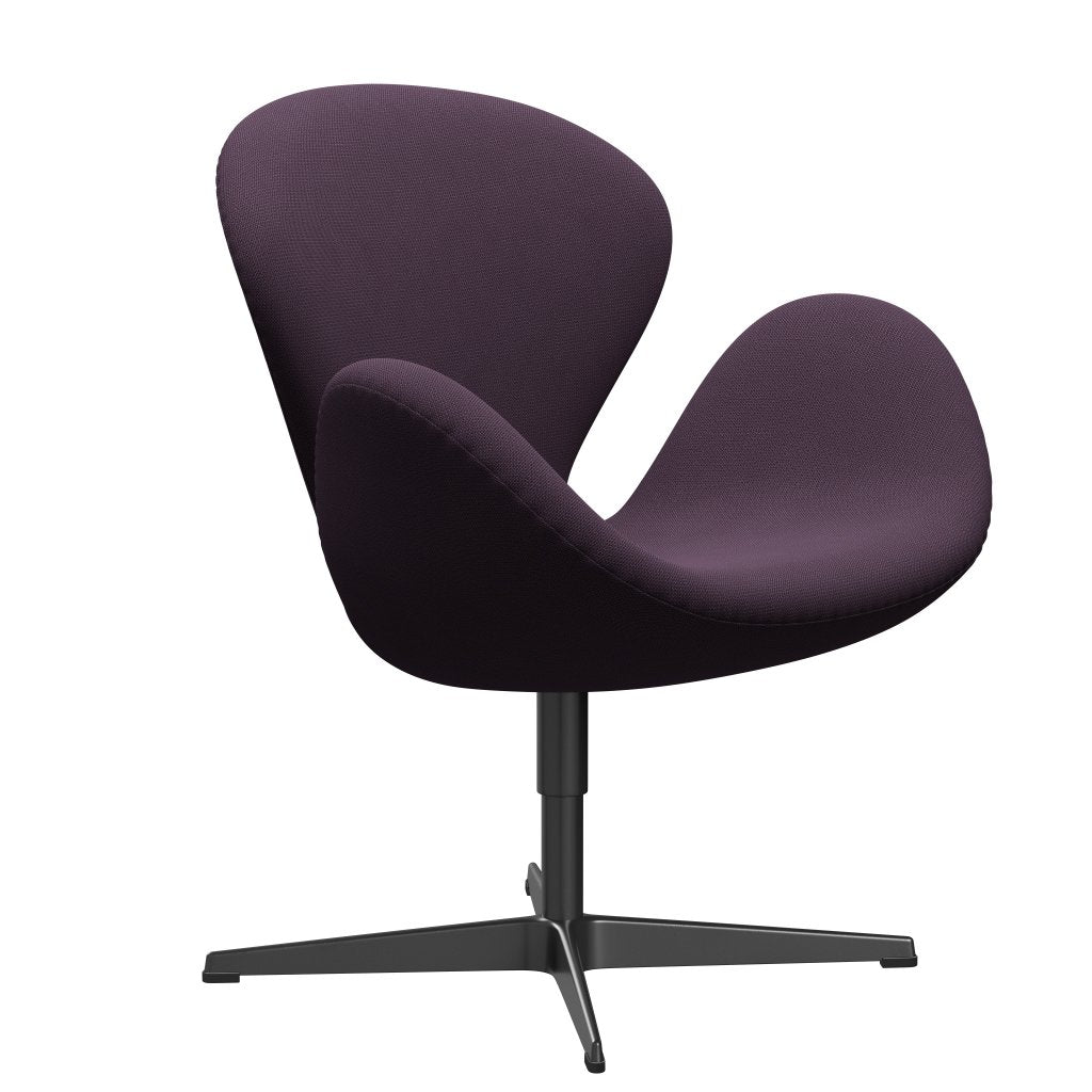 Fritz Hansen Swan Lounge Chair, Black Lacquered/Capture Violet Dark