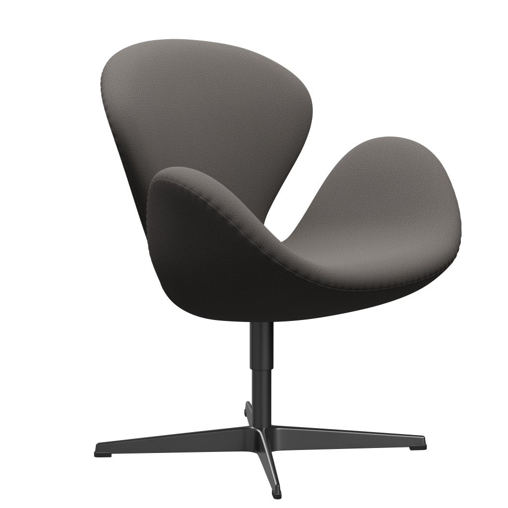 Fritz Hansen Swan Lounge Chair, Black Lacquered/Capture Warm Dark Grey