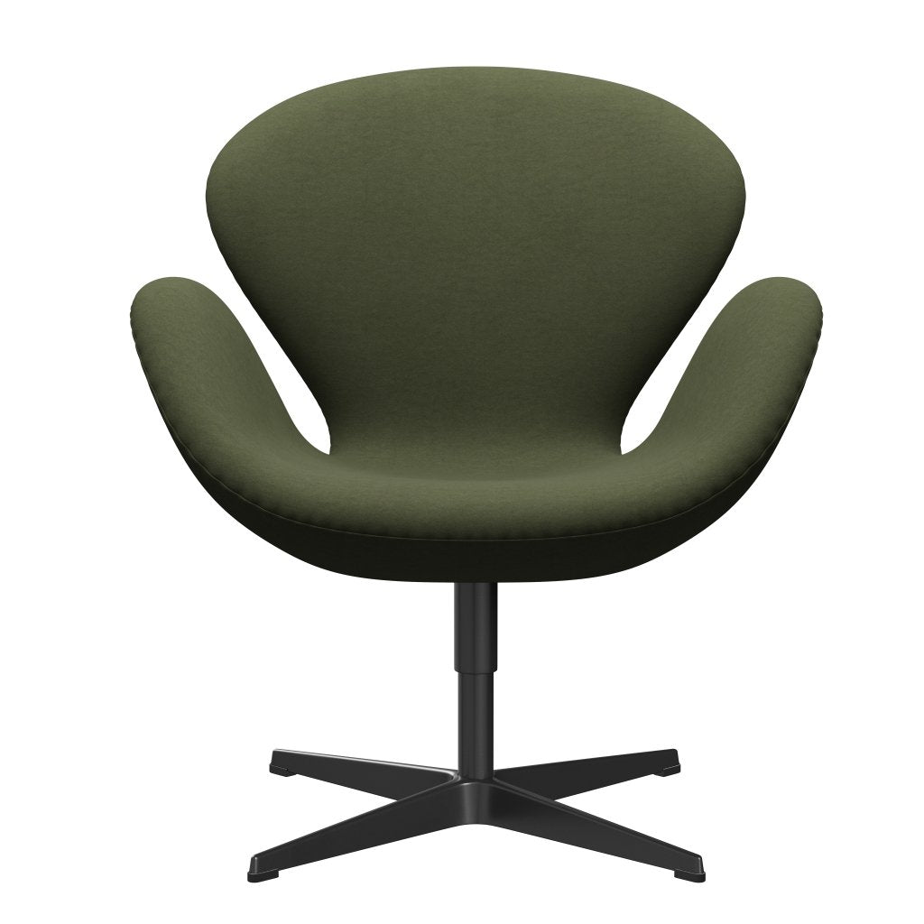 Fritz Hansen Swan Lounge Chair, Black Lacquered/Comfort Green/Grey