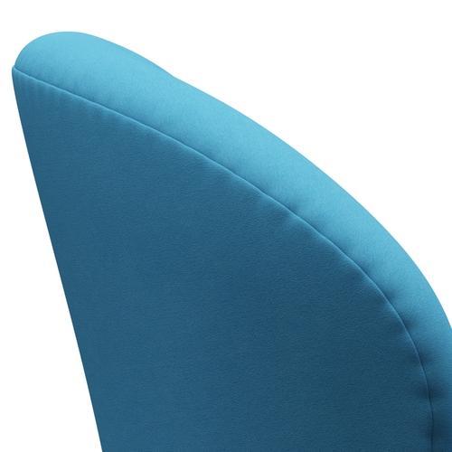 Fritz Hansen Swan Lounge Chair, Black Lacquered/Comfort Light Blue (66010)