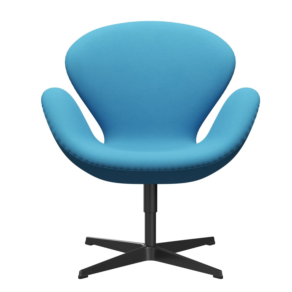 Fritz Hansen Swan Lounge Chair, Black Lacquered/Comfort Light Blue (66010)