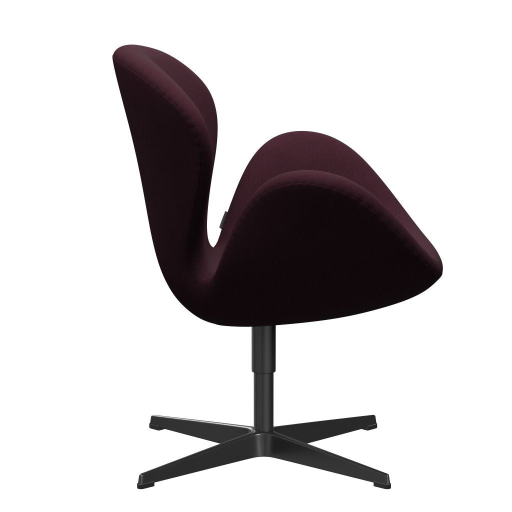 Fritz Hansen Swan Lounge Chair, Black Lacquered/Comfort Light Bordeaux