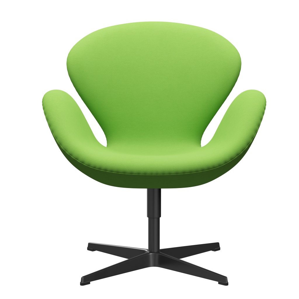 Fritz Hansen Swan Lounge Chair, Black Lacquered/Comfort Light Green (68010)