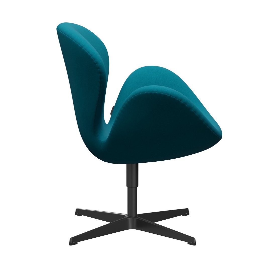 Fritz Hansen Swan Lounge Chair, Black Lacquered/Comfort Turquoise (67002)
