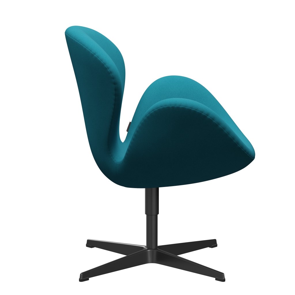 Fritz Hansen Swan Lounge Chair, Black Lacquered/Comfort Turquoise Light