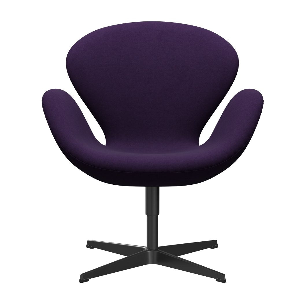 Fritz Hansen Swan Lounge Chair, Black Lacquered/Comfort Violet Dark