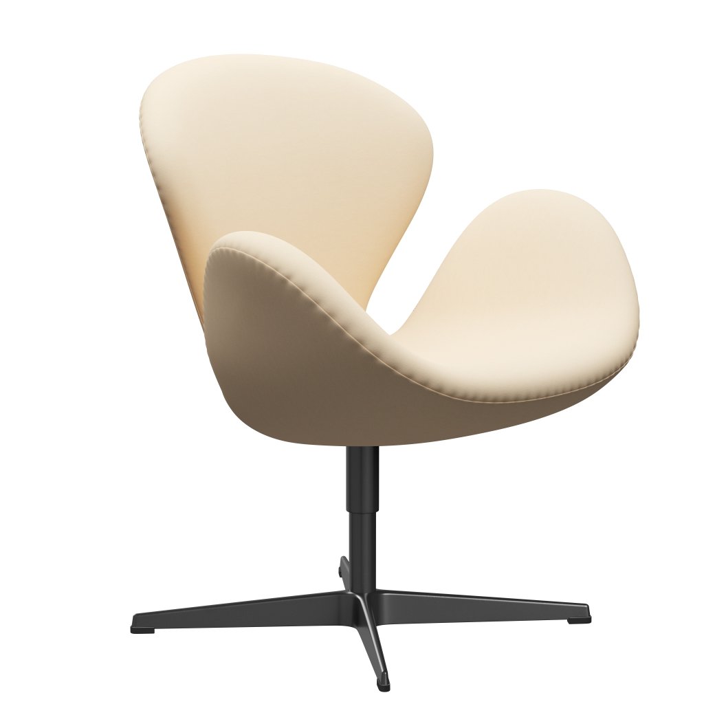 Fritz Hansen Swan Lounge Chair, Black Lacquered/Comfort White/Beige