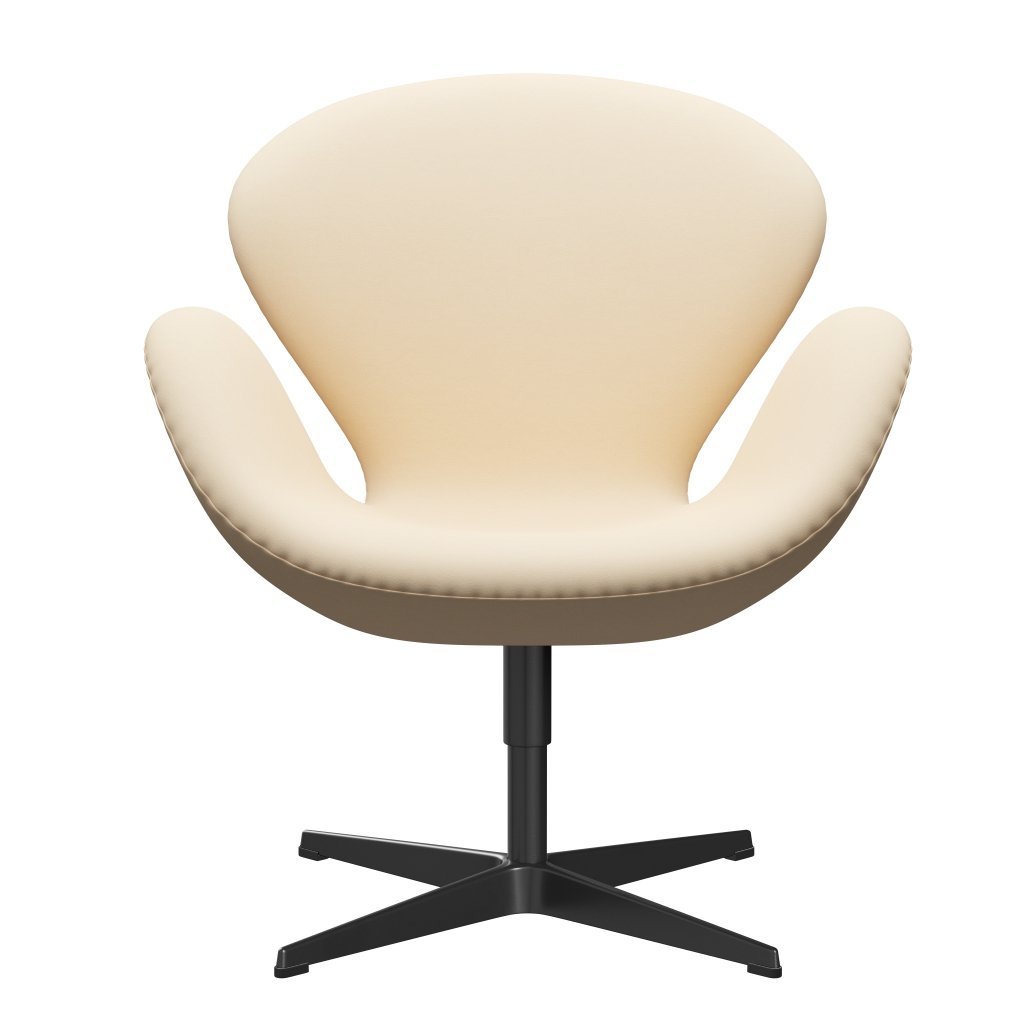 Fritz Hansen Swan Lounge Chair, Black Lacquered/Comfort White/Beige