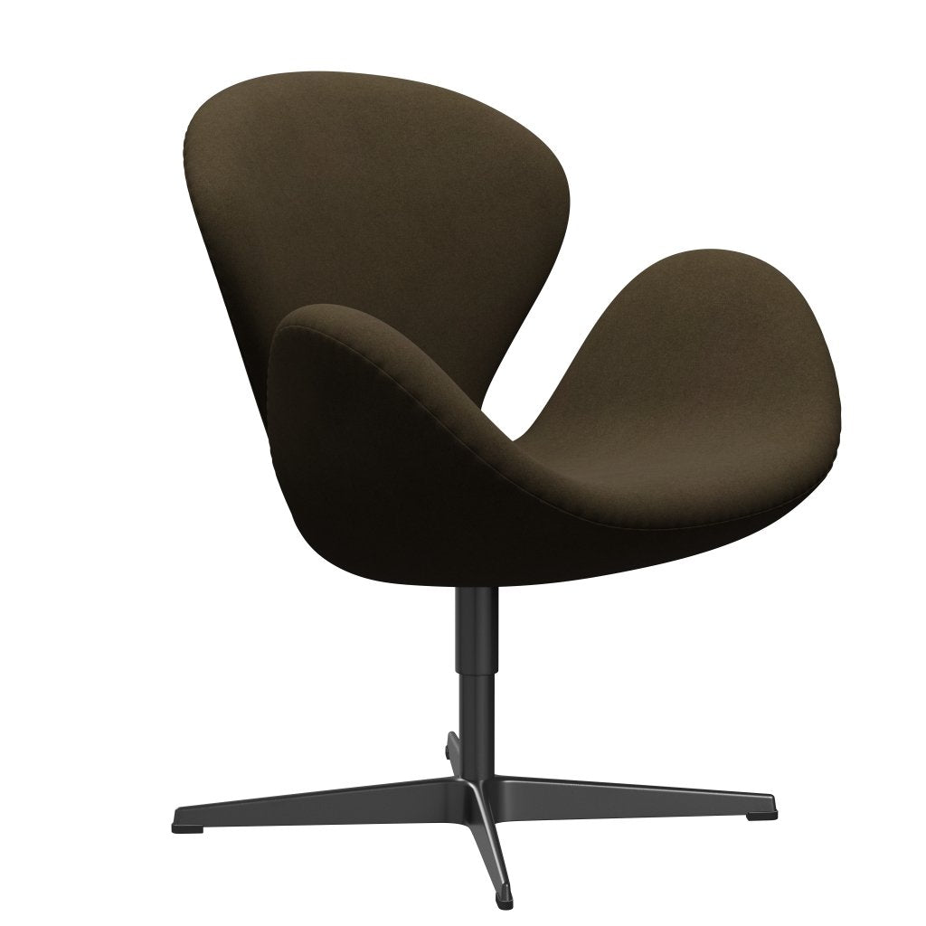 Fritz Hansen Swan Lounge Chair, Black Lacquered/Divina Brown (984)