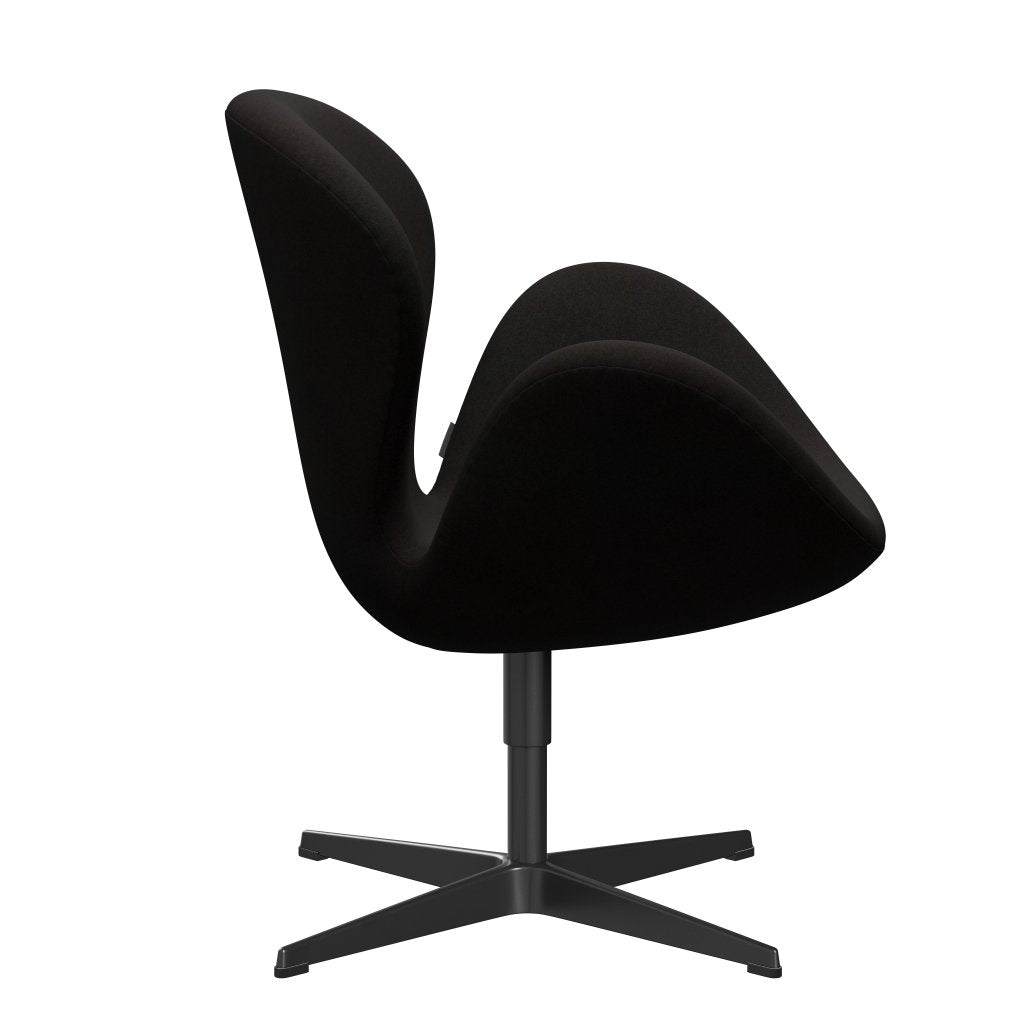 Fritz Hansen Swan Lounge Chair, Black Lacquered/Divina Dark Brown (384)