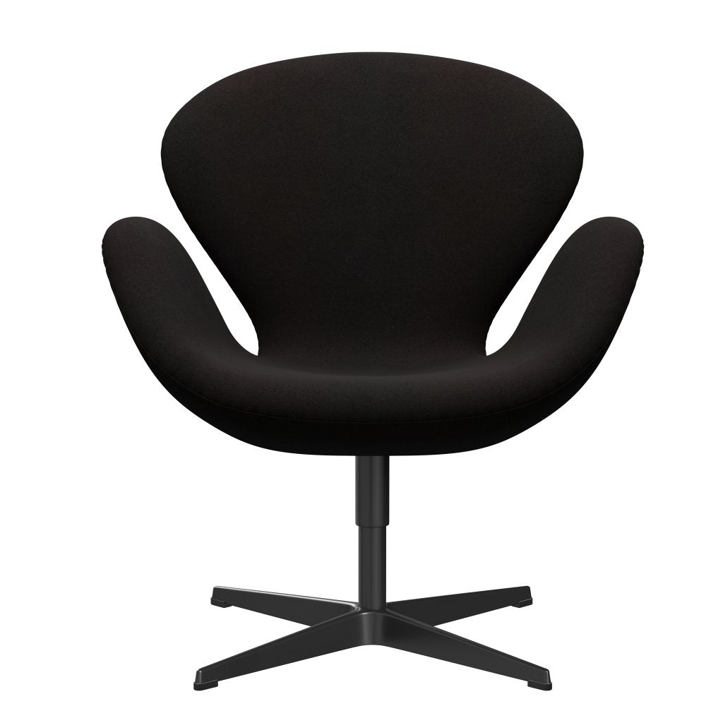 Fritz Hansen Swan Lounge Chair, Black Lacquered/Divina Dark Brown (384)