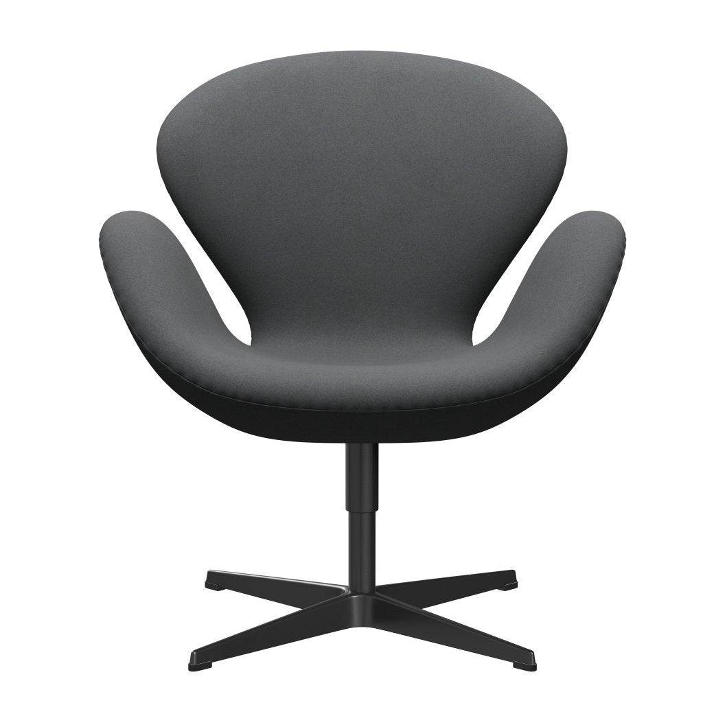 Fritz Hansen Swan Lounge Chair, Black Lacquered/Divina Dark Grey