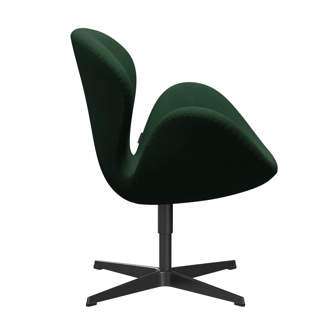Fritz Hansen Swan Lounge Chair, Black Lacquered/Divina Dark Green (876)