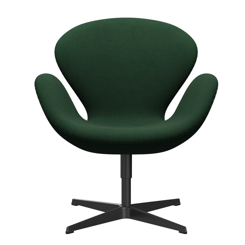 Fritz Hansen Swan Lounge Chair, Black Lacquered/Divina Dark Green (876)