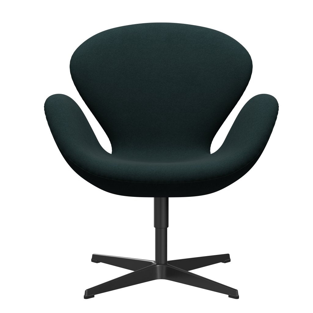 Fritz Hansen Swan Lounge Chair, Black Lacquered/Divina Dark Green (886)