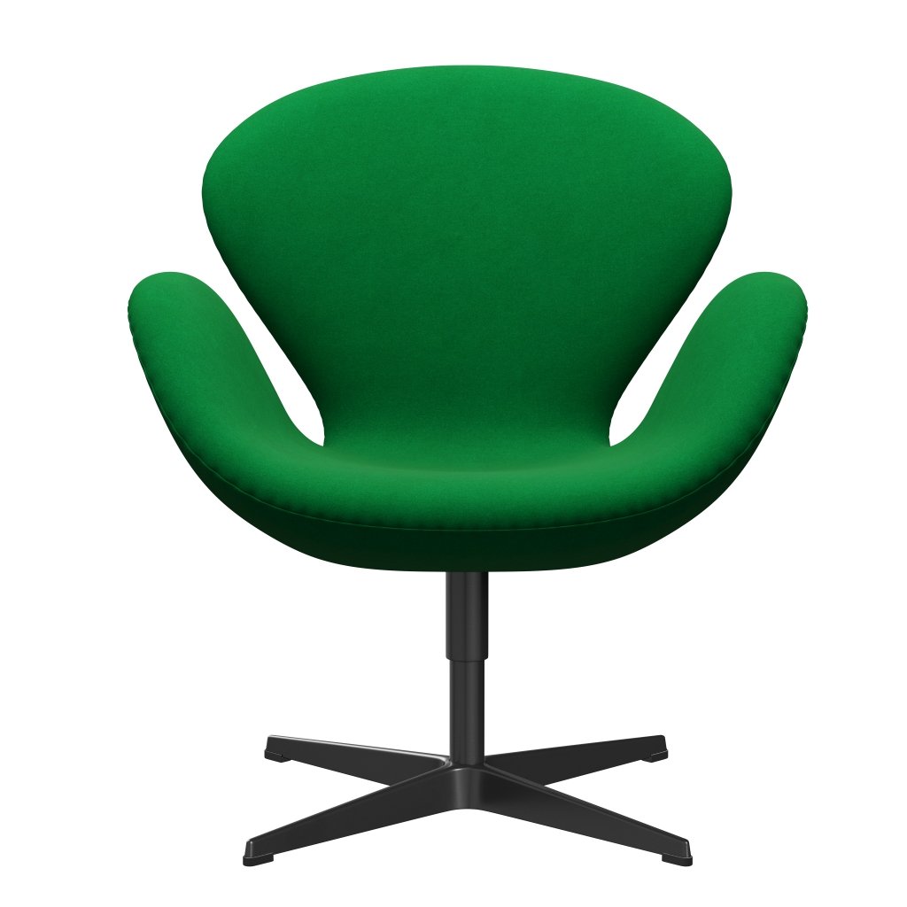 Fritz Hansen Swan Lounge Chair, Black Lacquered/Divina Grass Green