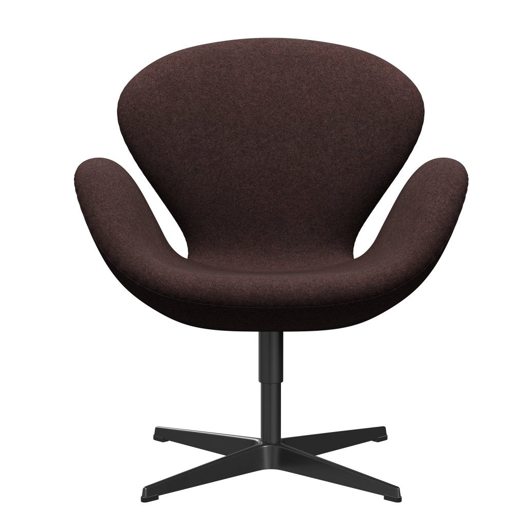 Fritz Hansen Swan Lounge Chair, Black Lacquered/Divina Melange Dusty Violet