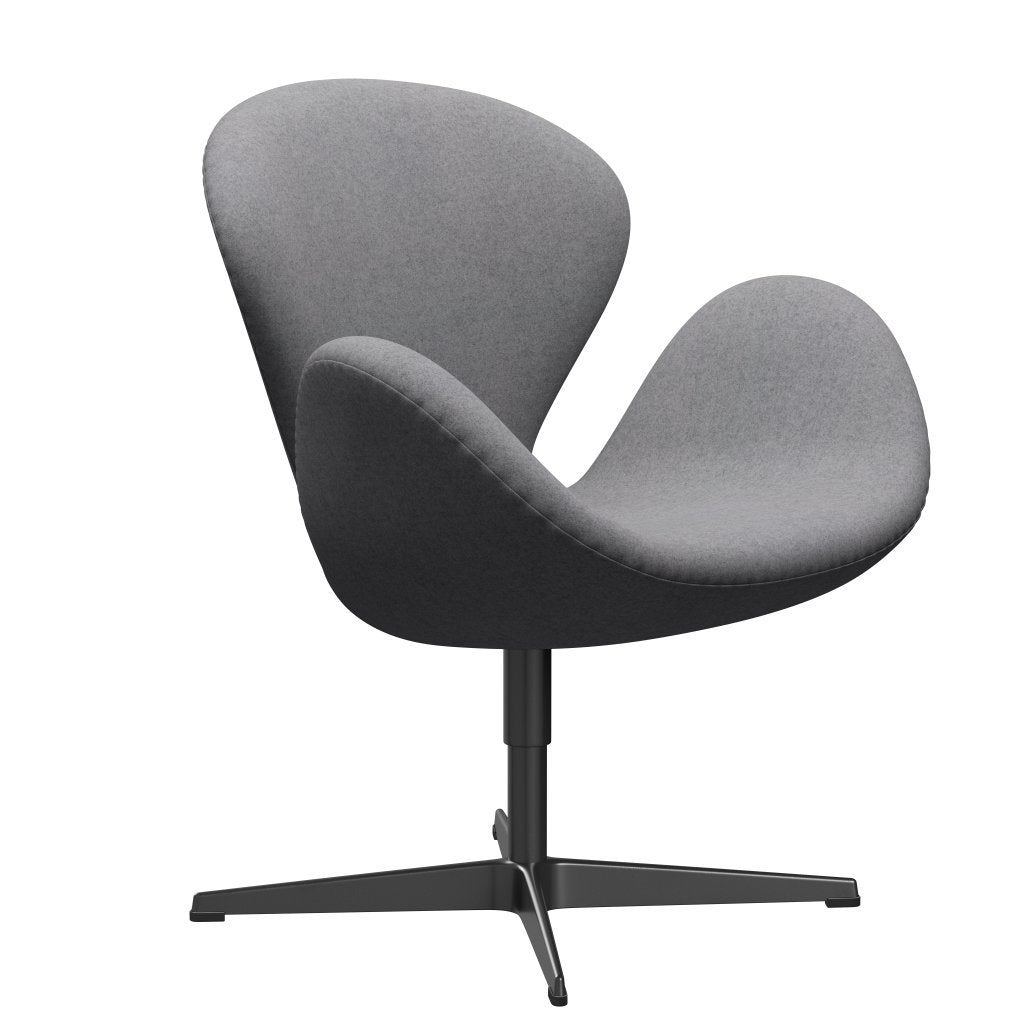 Fritz Hansen Swan Lounge Chair, Black Lacquered/Divina Melange Stone Grey
